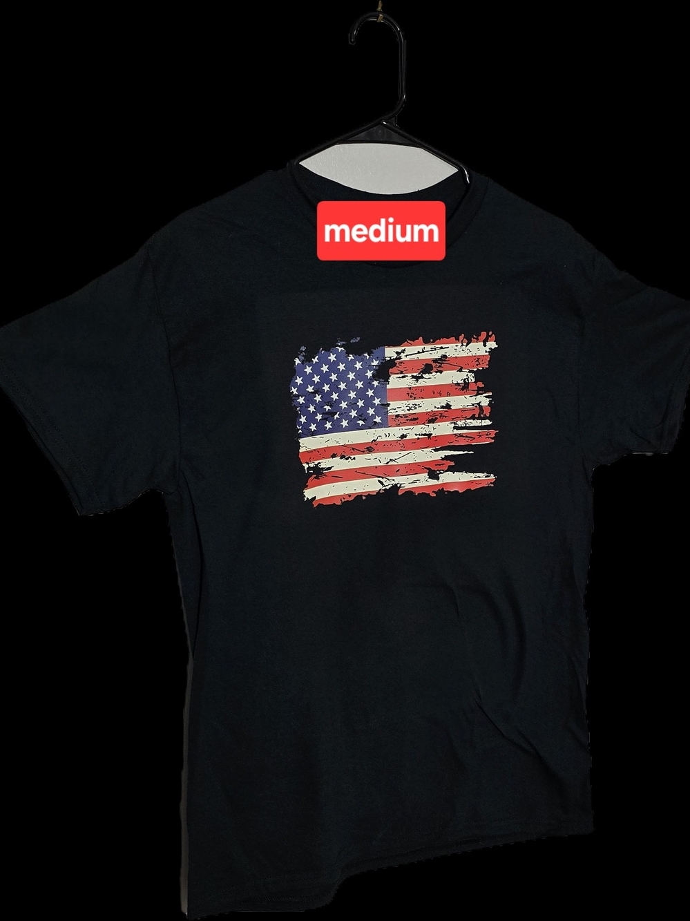 Black American Flag Graphic T-Shirt - Medium